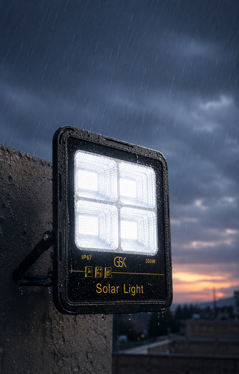 GSK 300W Solar Flood Light – Powerful Outdoor Lighting, No Electricity Bills
